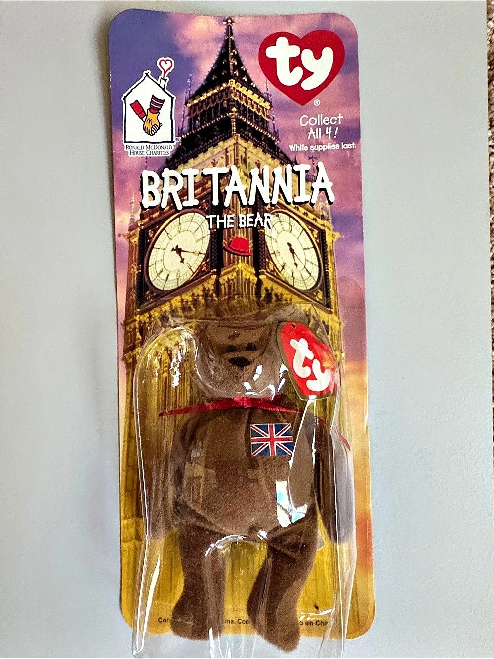 McDonald's Britannia the Bear Ty Beanie Baby NWT Brown Bear
